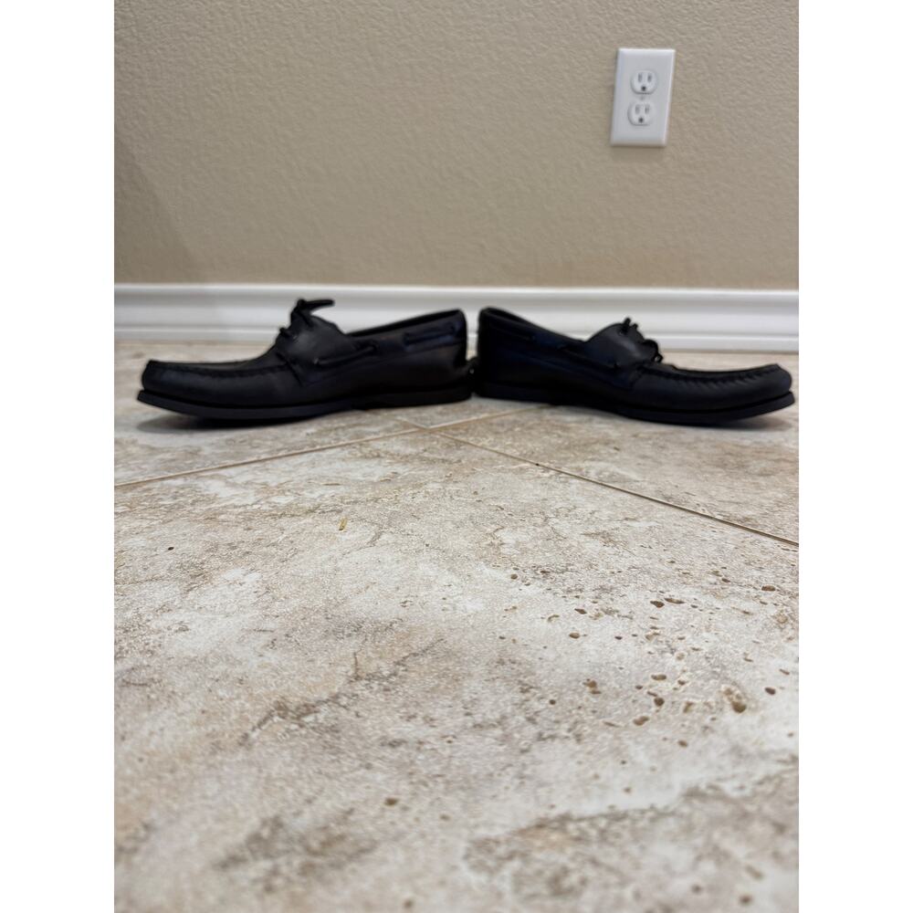 Sperry Top-Sider Men's Black Leather Boat Shoes Size 10 - Picture 3 of 5